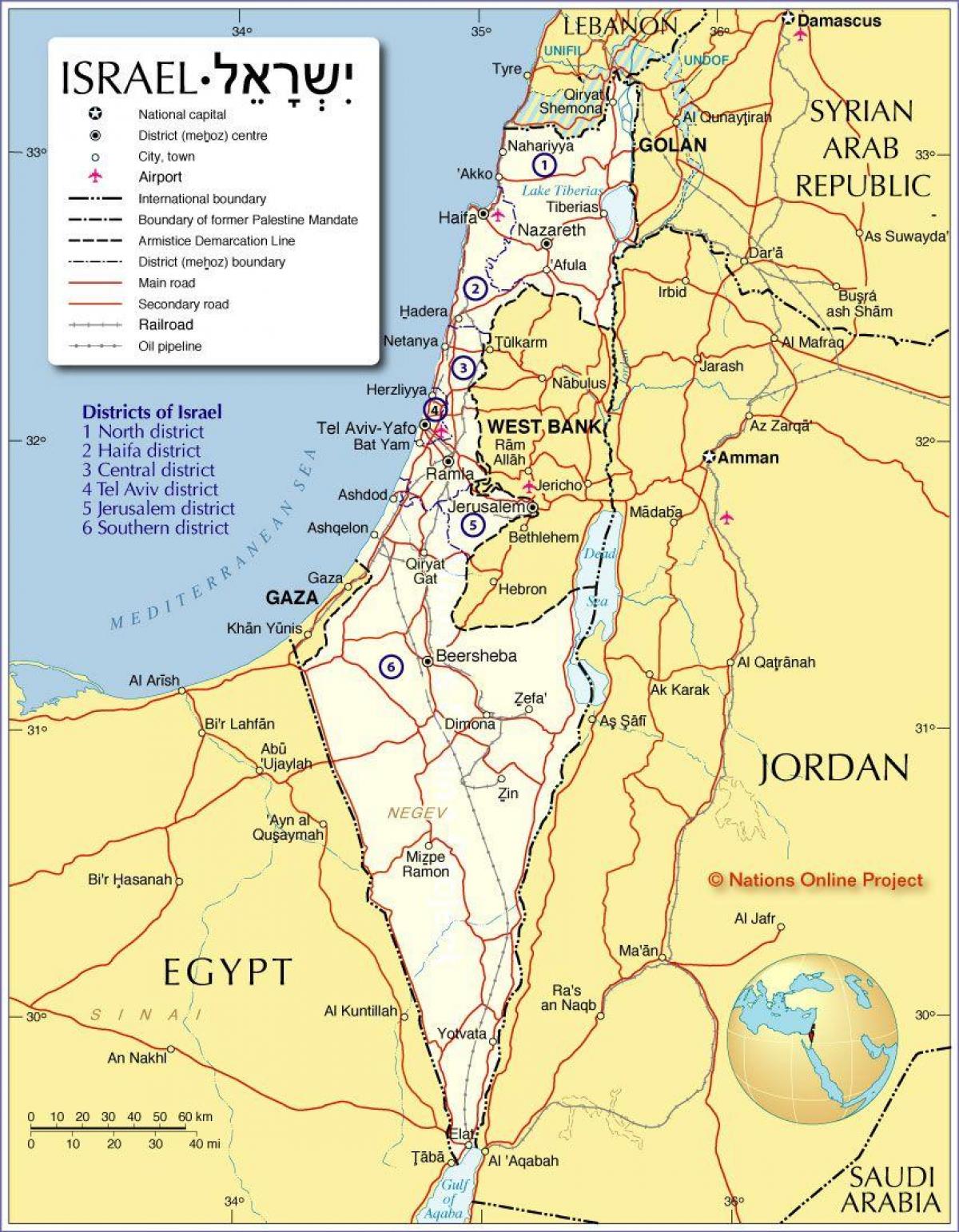 israel regiuni hartă