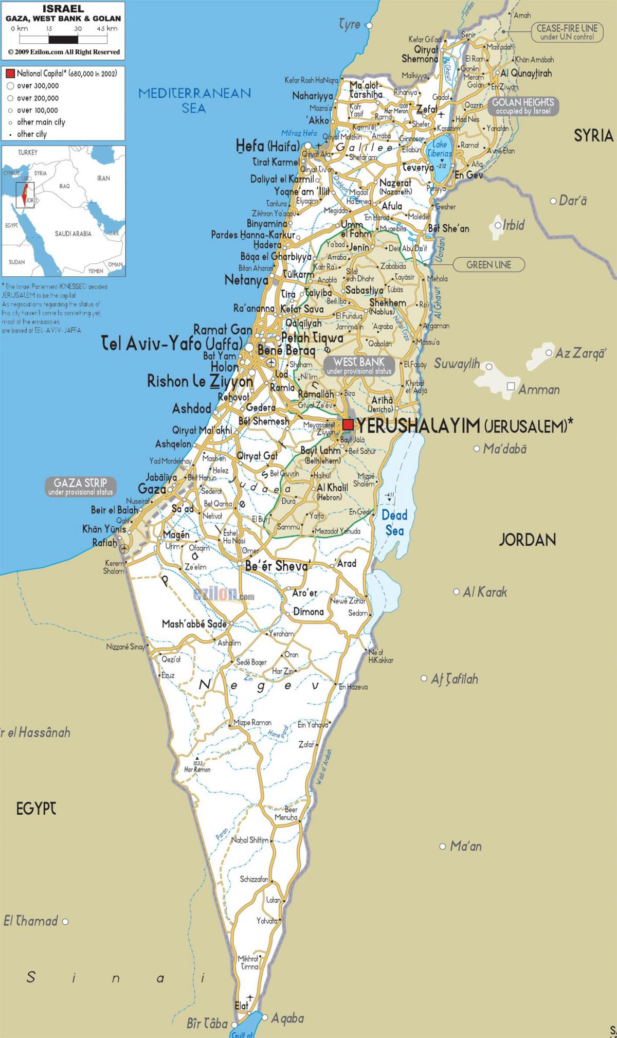 harta israelului drumuri